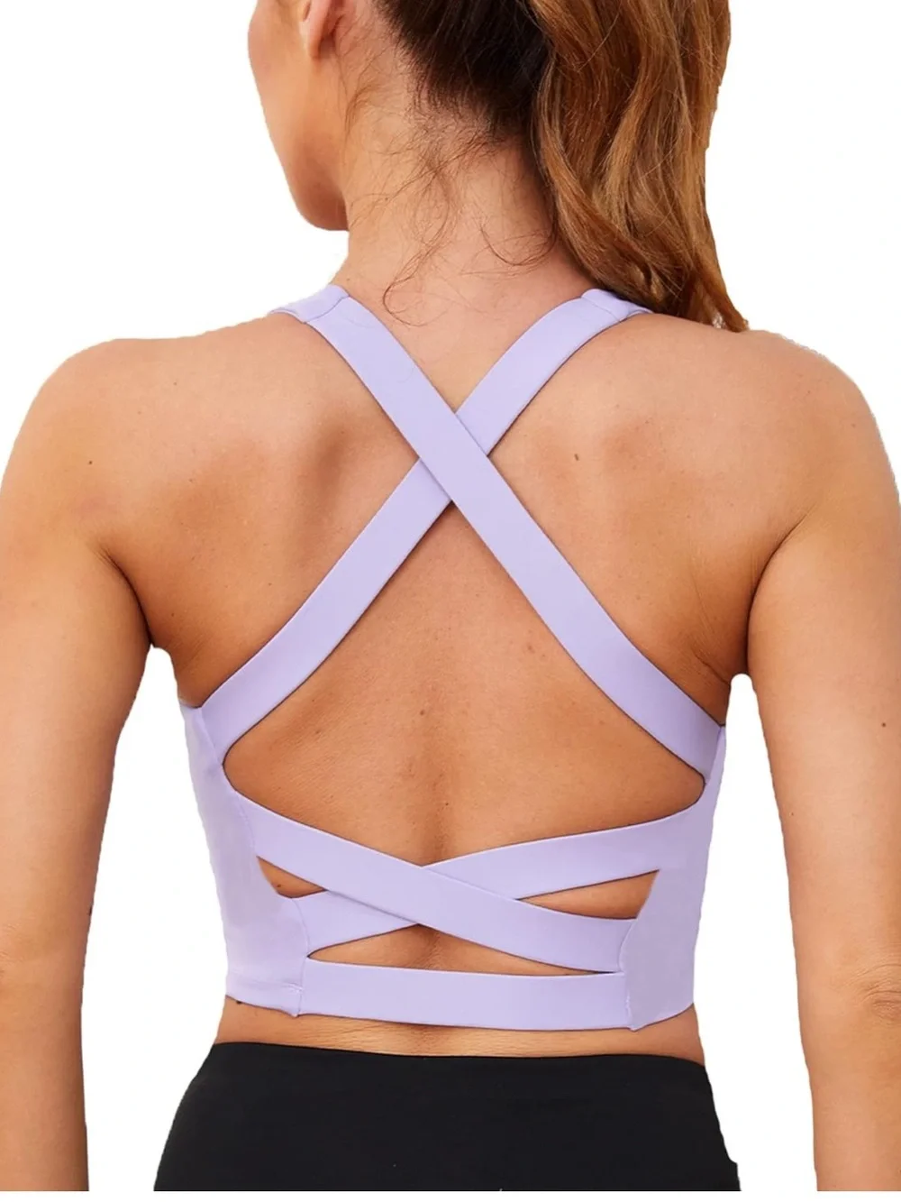 KeyHalo Active Crop Tank Top w/Built in Sports Bra Lavendar Strappy Size L - Picture 6 of 6